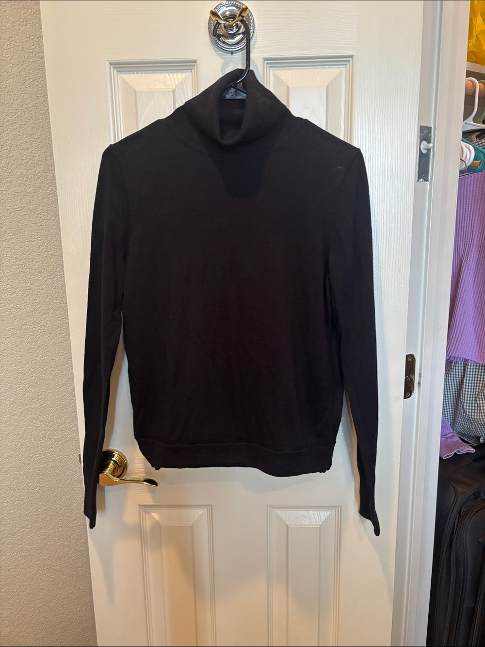 J.Crew 100% Merino Wool Fine-Gauge Turtleneck Sweater Black Size M